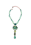 Colar Izaura vintage de pingente e pedras verdes