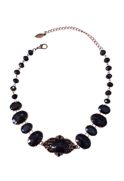 Colar Choker Vanusa: Estiloso com Pedras Pretas no Vintage | Toque de Sofisticação