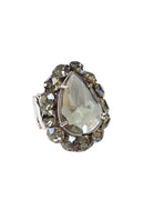 Anel Kalani Gota com pedras Black Diamond banhado no prata