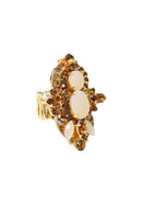 Maxi Anel Daniela: Oval com Mix de Pedras no Dourado | Sahara Acessórios