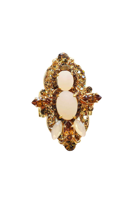 Maxi Anel Daniela: Oval com Mix de Pedras no Dourado | Sahara Acessórios