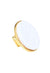 Maxi Anel Claudiane: Metal Redondo Esmaltado Branco no Dourado | Destaque no seu Look