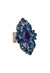 Maxi Anel Andrea: Oval com Mix de Tons Azuis Banhado no Grafite | Design Premium