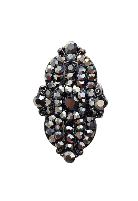 Anel Estilo de pedras hematite banhado no grafite