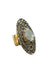 Maxi Anel Arlete oval com pedras black diamond banhado no ouro velho
