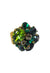 Anel Pilar com pedras verdes banhado no ouro velho