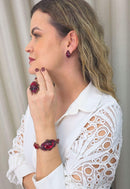 Anel Babi de pedras vermelhas banhado no vintage moda festa