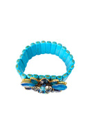 Bracelete Paola Turquesa: Elegante com Pingente de Pedras Azuis no Dourado | Acessório de Luxo