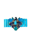 Bracelete Paola Turquesa: Elegante com Pingente de Pedras Azuis no Dourado | Acessório de Luxo