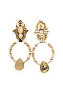 Maxi Brinco Daniela: Argola com Gotas e Pedras no Dourado | Sahara Acessórios