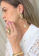 Maxi Brinco Daniela: Argola com Gotas e Pedras no Dourado | Sahara Acessórios