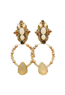 Maxi Brinco Daniela: Argola com Gotas e Pedras no Dourado | Sahara Acessórios