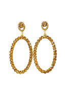 Maxi Brinco Andressa: Moda Festa Oval com Pedras Light Colorado Topaz no Dourado | Design By Sahara