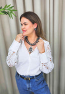 Maxi colar Estilo com mix de correntes e pingente de pedras hematites e black diamond banhado no grafite