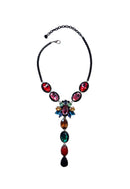 Colar Zoz de com pingente e pedras coloridas e veneziana preta