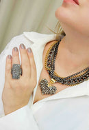 Maxi Colar Valentina mix com pingente de coração e mix de correntes