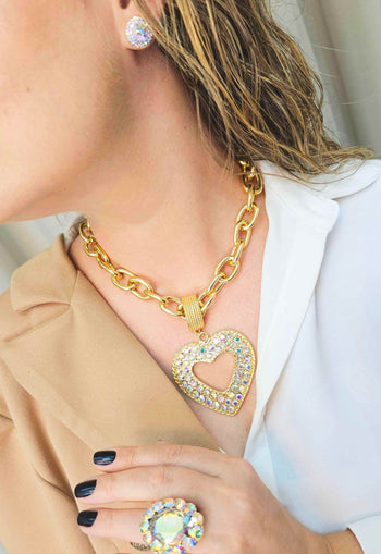 Colar Isla gold de coração boreal banhado no dourado