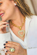 Colar Isla gold de coração boreal banhado no dourado