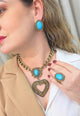 Colar Celestial: Boho de Coração com Pedras Azuis e Elos Ouro Velho | Sahara Acessórios