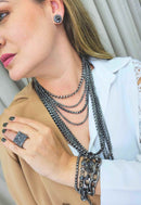 Maxi colar Rute de correntes veneziana banhado no onix
