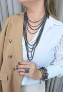 Maxi colar Rute de correntes veneziana banhado no onix