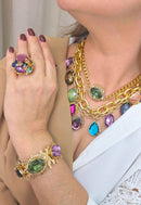 Maxi Colar Lívia: Estiloso de Elos com Gotas Coloridas no Dourado | Sucesso entre as Saharetes