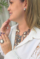 Maxi Colar Reflexo com Pingente de Crucifixo e Strass Cristal Banhado no Grafite
