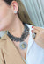 Colar Momentos Cristal com correntes onix pedras hematite e strass cristal