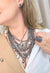 Maxi Colar Assunção: Mix de Correntes, Pedras Hematite e Black Diamond no Grafite | Design By Sahara