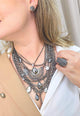 Maxi Colar Assunção: Mix de Correntes, Pedras Hematite e Black Diamond no Grafite | Design By Sahara