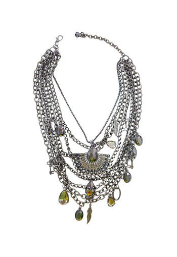 Maxi Colar Assunção: Mix de Correntes, Pedras Hematite e Black Diamond no Grafite | Design By Sahara