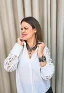 Colar Telma com pingente e pedras hematite e black diamond banhado no grafite