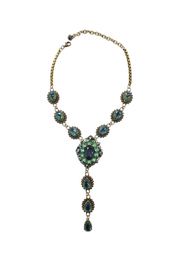 Maxi Colar Meridiana: Boho Luxo com Pedras Verdes e Hematites no Ouro Velho | Peça Exclusiva