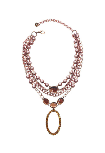 Maxi Colar Zuleide: Clássico de Pérolas e Strass no Cobre Velho | Peça Exclusiva