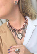 Maxi Colar Viviane: Com Pingentes e Pedras Black Diamond no Vintage | Look de Festa