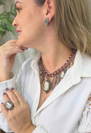 Maxi Colar Viviane: Com Pingentes e Pedras Black Diamond no Vintage | Look de Festa