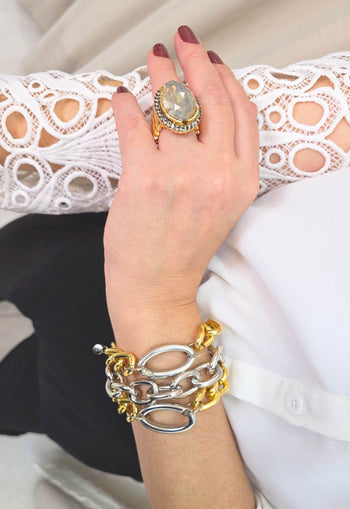 Pulseira Sarabi de elos prata e dourado