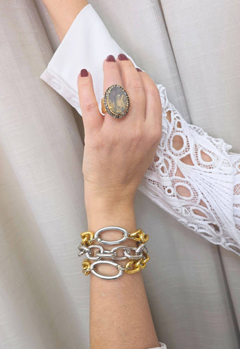Pulseira Sarabi de elos prata e dourado
