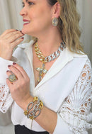 Pulseira Sarabi de elos prata e dourado