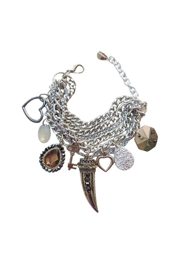 Pulseira Vesper: Moderna com Mix de Correntaria e Pedras Grafite no Prata | Essencial para o Dia a Dia