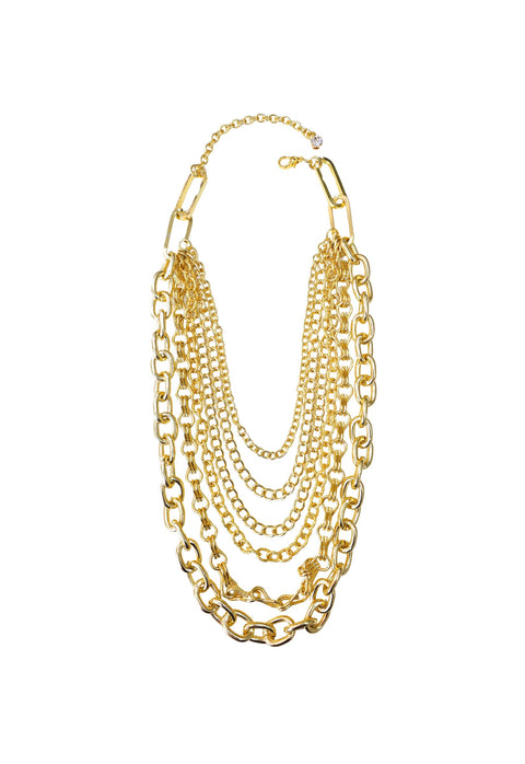 Colar Ebano gold de correntarias banhadas no dourado