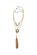 Colar Sucesso gold com perolas e strass black diamond e hematite