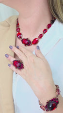Colar Choker Babi de pedras vermelhas banhado no vintage moda festa