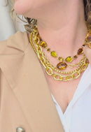 Colar Exclusividade Gold: com Pedras e Elos Banhados no Dourado | Bijuteria Artesanal