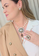 Colar Milena: De Pérolas com Pingente Black Diamond Banhado no Vintage | Look Elegante