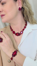 Colar Choker Babi de pedras vermelhas banhado no vintage moda festa