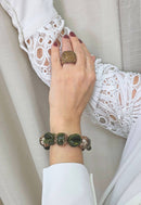 Pulseira Carvalho de pedras verdes banhada no vintage