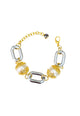 Pulseira Singular clássica de perolas com detalhes em dourado e elos prata