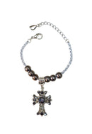 Pulseira Santina com crucifixo de pedras black diamond e hematite