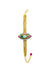 Pulseira Glaura: Com Pingente Oval de Pedras Coloridas e Venezianas no Dourado | Look de Festa